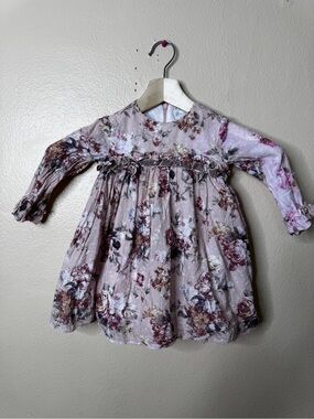 Martin Aranda Baby Girls Floral Dress 24M Pink Long Sleeve Cottage-core